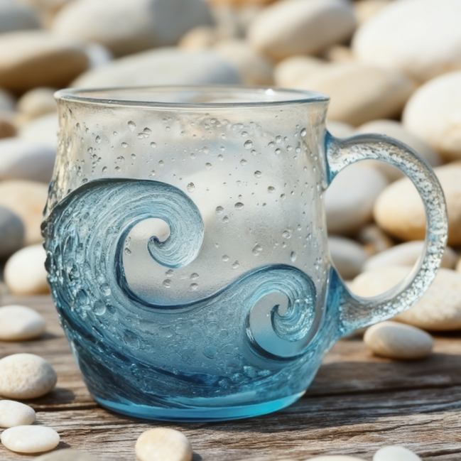 🎄Christmas Best Gifts 🎁 Whispering Waves Artisan Glass Mug🌊