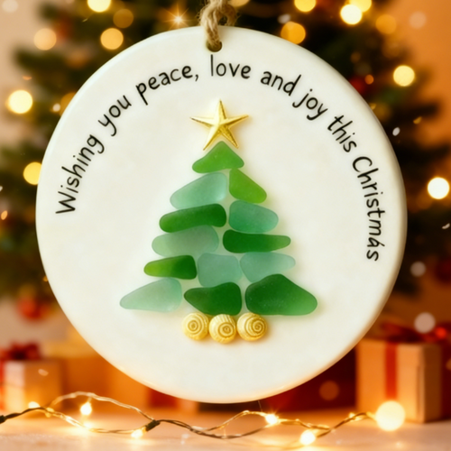 【GIFT OF THE TIDE Series🌊】Sea Glass Christmas Wish Plaque