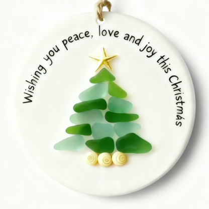 【GIFT OF THE TIDE Series🌊】Sea Glass Christmas Wish Plaque