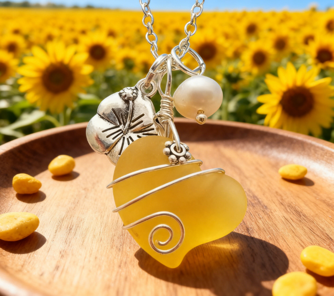 💖Handcrafted Heart Sea Glass Necklace