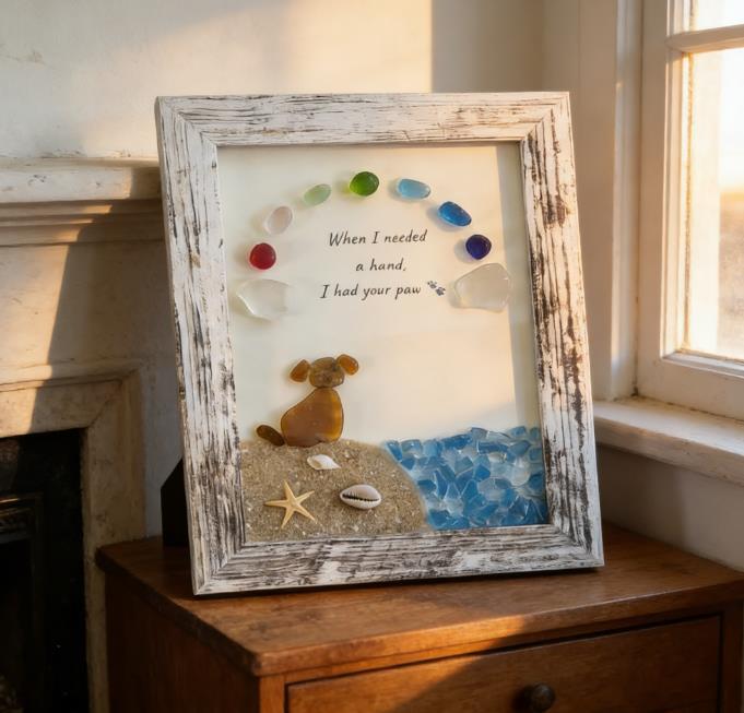 ❤️Personalized Sea Glass Dog At The Rainbow Bridge,Memorial Or Thoughtful Gift For Lost Pets