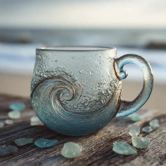 🎄Christmas Best Gifts🔥 Unique Handcrafted Sea Glass Ocean Wave Mug🎁