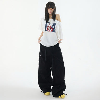 Women's Military Green Work Pants for Petite Ladies Summer Casual Wide Leg