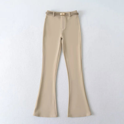 Micro flared pants with waistband