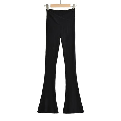V-shaped high waisted elastic hip hugging micro flared pants