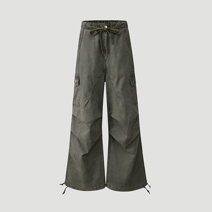 Women's Military Green Work Pants for Petite Ladies Summer Casual Wide Leg